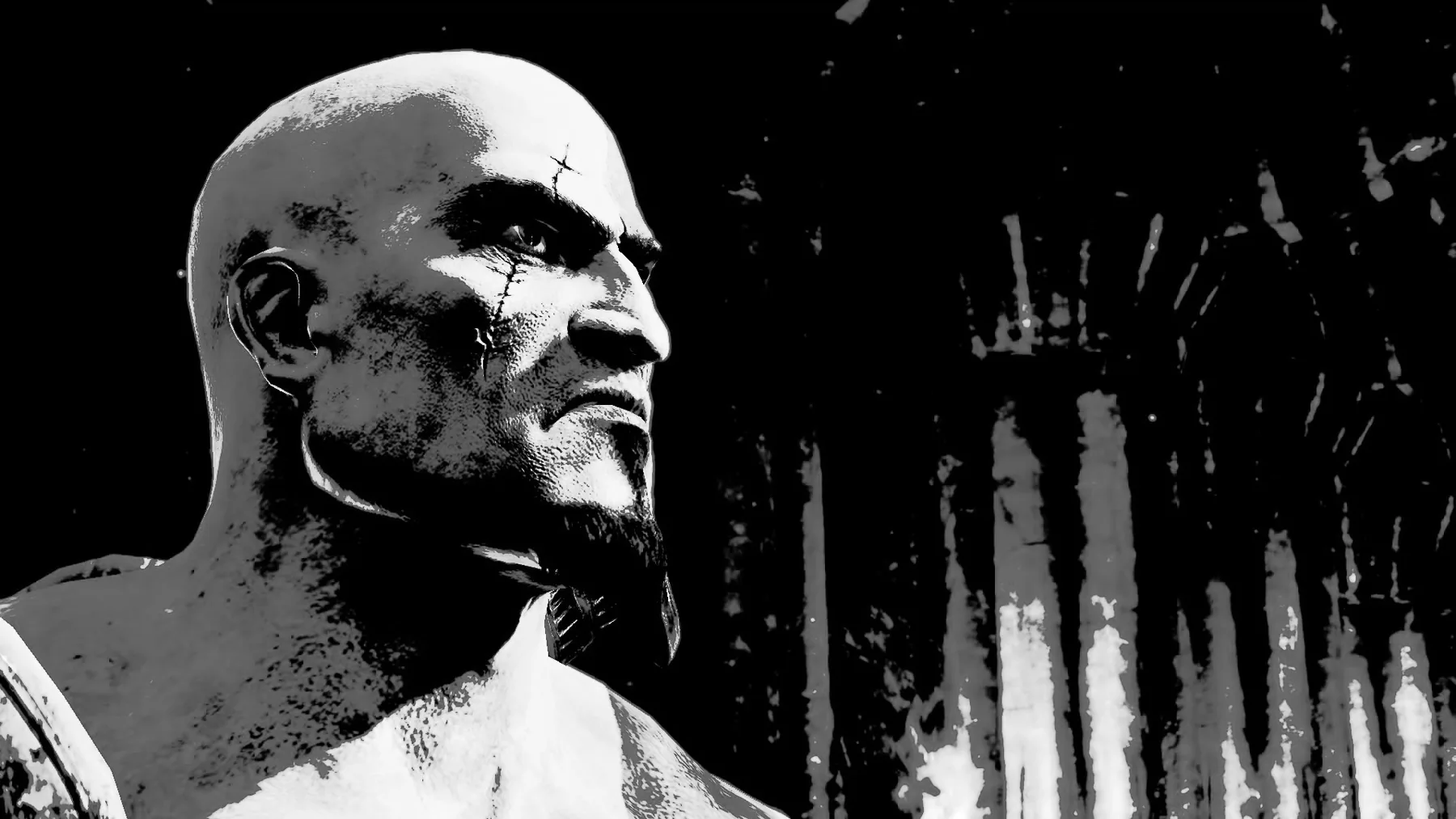 Kratos high-contrast portrait