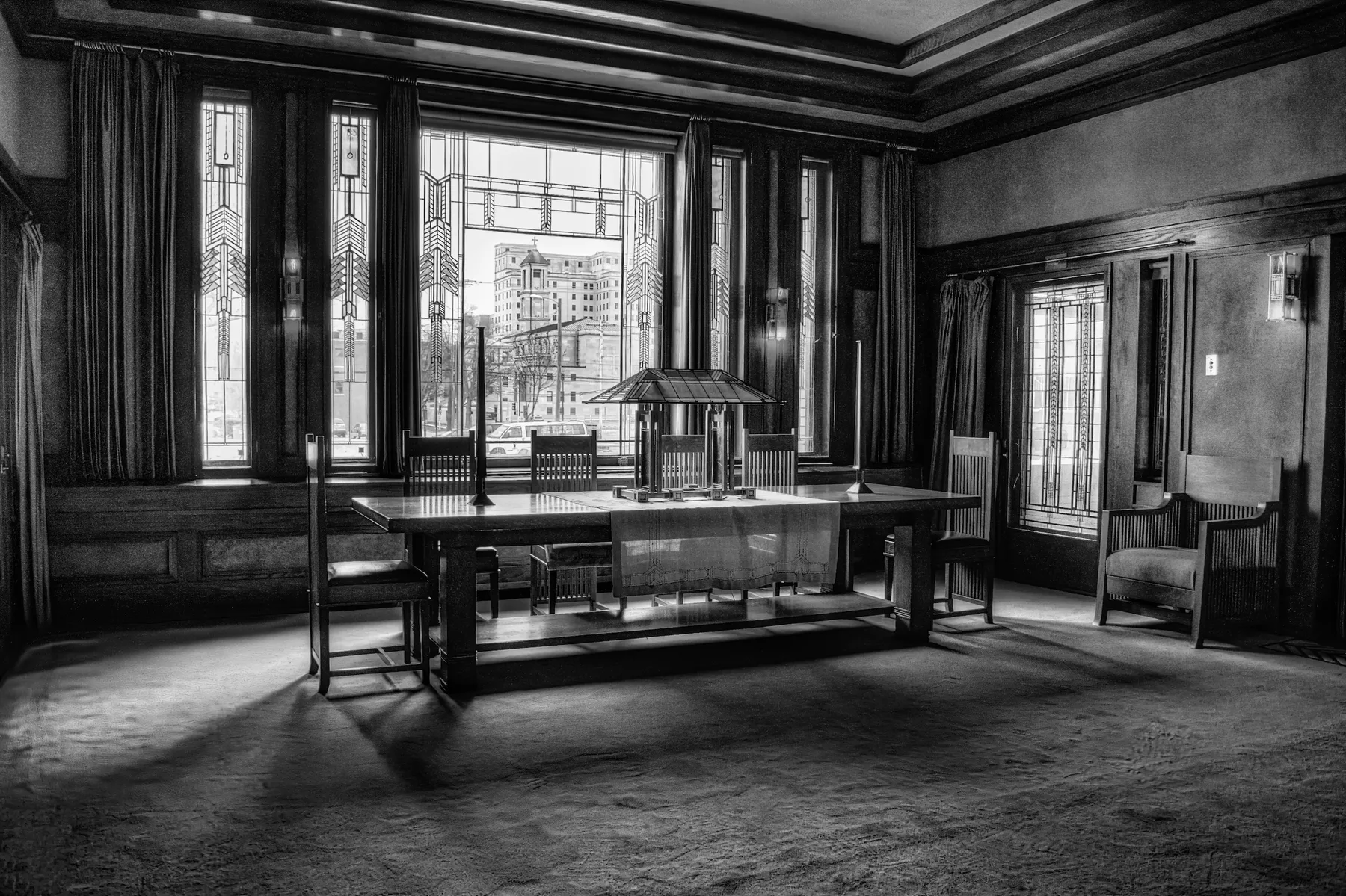 An interior with light coming through